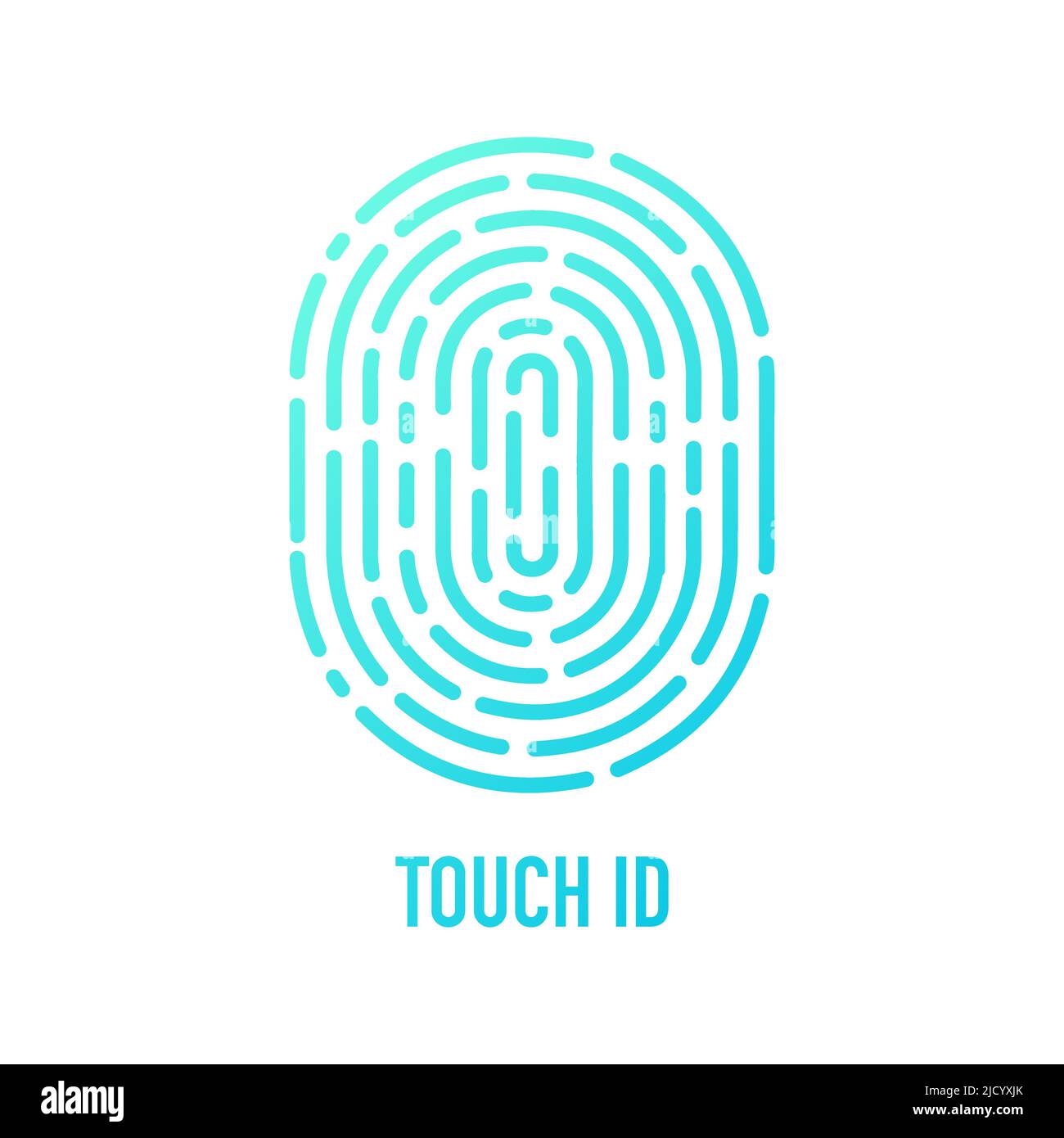 Touch ID - Vektorgrafik. Fingerabdruck auf weißem Hintergrund isoliert. Stock Vektor