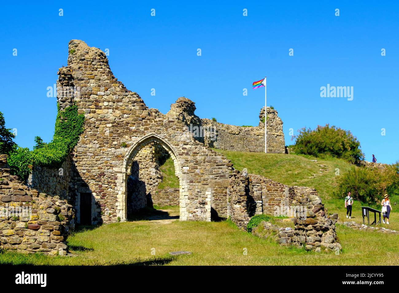 Hastings Castle Ruins, East Sussex, Großbritannien Stockfoto