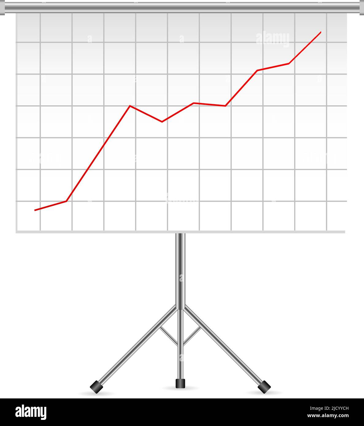 Projektionsleinwand mit Geschäftsplan-Diagramm. Vektorgrafik. Stock Vektor