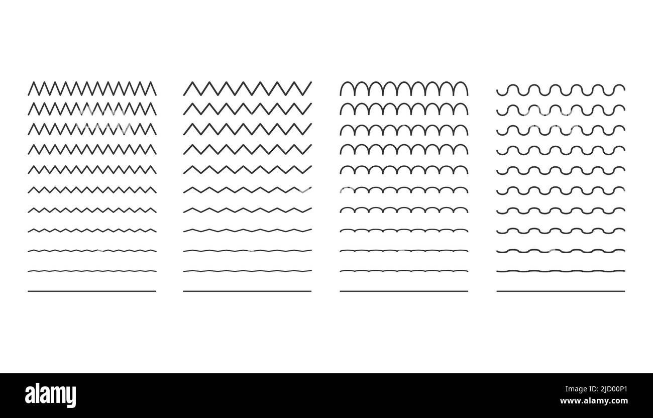 Sammlung von verschiedenen dünnen Linien Welle. Vektorgrafik. Stock Vektor