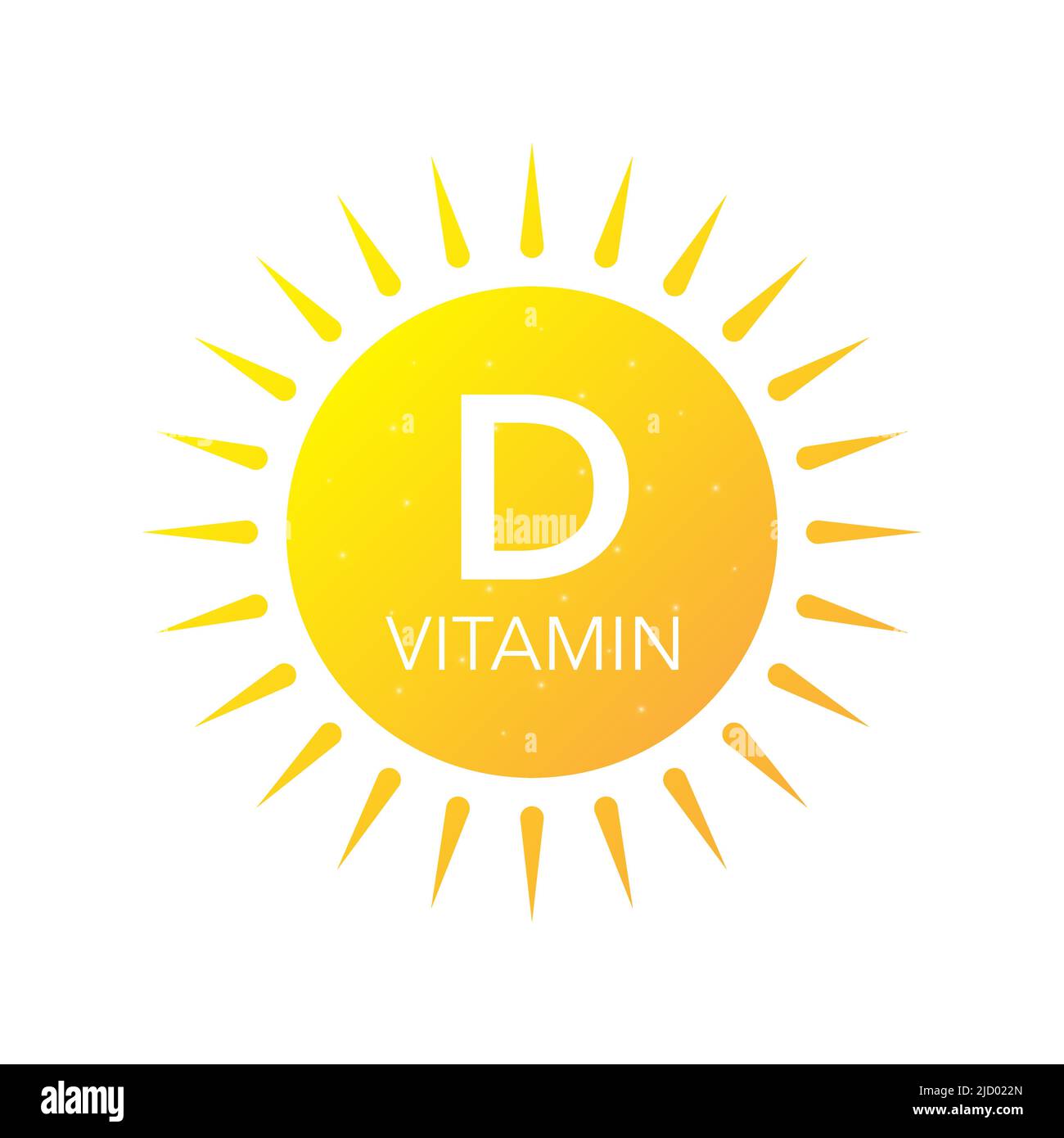 Vitamin D in der Sonne auf weißem Hintergrund. UV-Elemente. Vektorgrafik. Stock Vektor