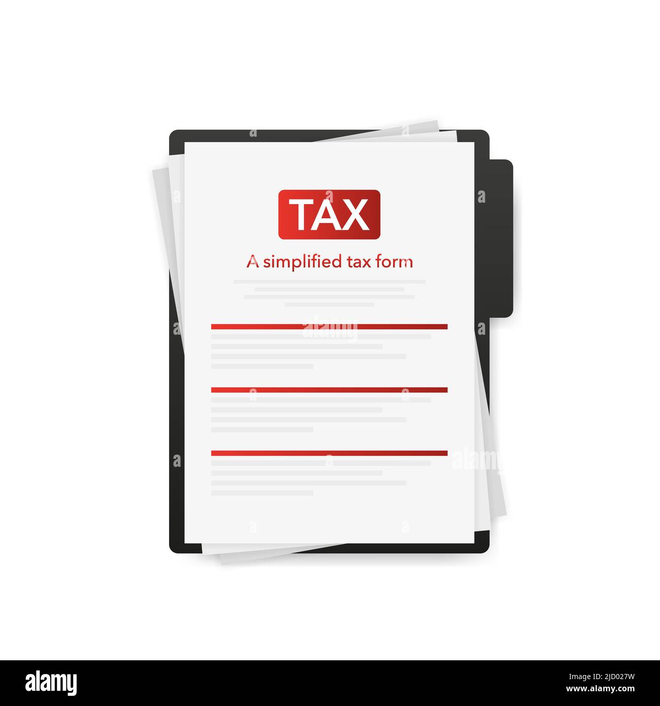 Steuerformular. Finanzdokument und Stift. Füllen Sie das Steuerformular aus. Stock Vektor