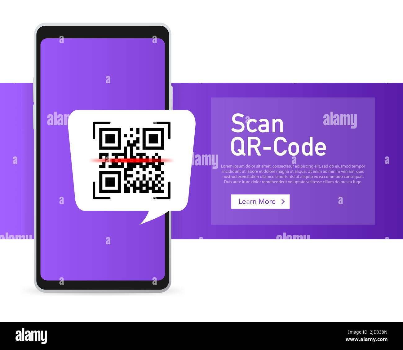 Scannen Code Smartphone auf weißem Hintergrund. Isolierter weißer Hintergrund. Barcode-Symbol. Flache Vektorgrafik. Infografik Vektorgrafik. Stock Vektor