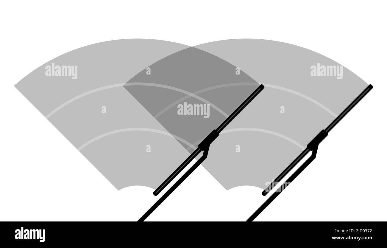 Auto Scheibenwischer Glas, zwei Scheibenwischer reinigt die Windschutzscheibe auf weißem Hintergrund. Flaches Design. Vektorgrafik. Stock Vektor