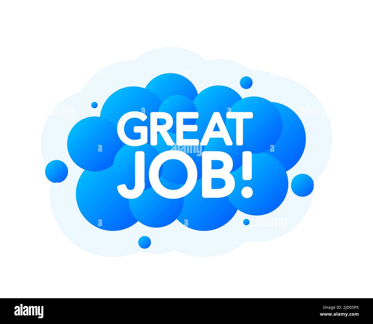 Great Job Bubble Banner, blaues Emblem-Etikett. Vektorgrafik. Stock Vektor