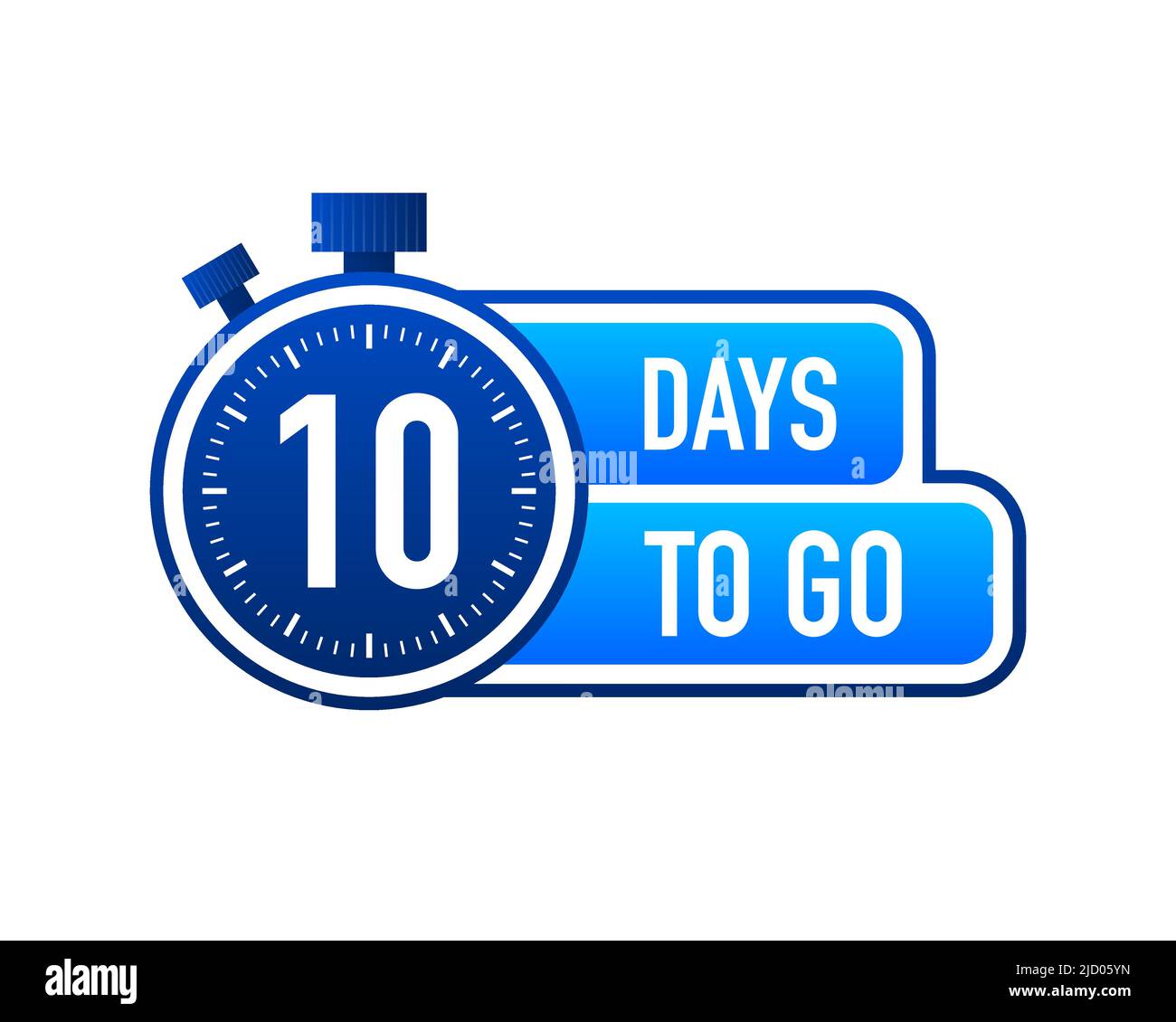 Ten Days To Go Timer-Etikett, blaues Emblem-Banner. Vektorgrafik. Stock Vektor