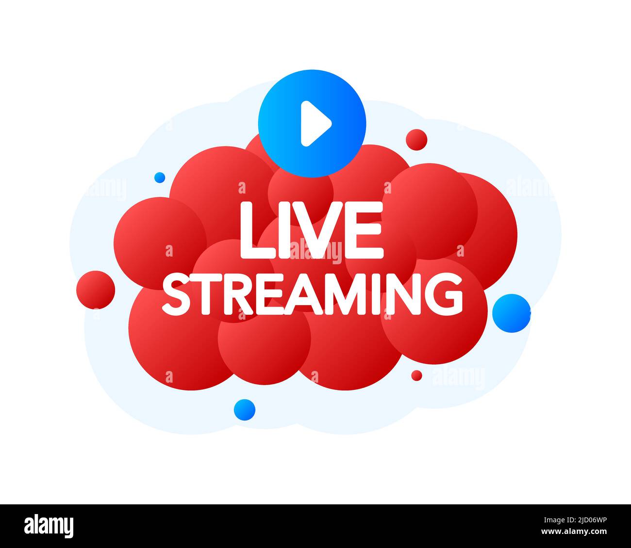 Live Streaming Bubble Banner, rotes Emblem-Etikett. Vektorgrafik. Stock Vektor
