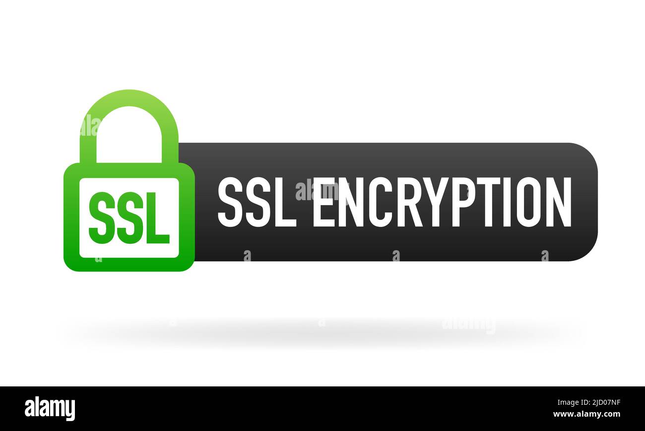 SSL-Verschlüsselungs-Label. Sicheres Banner. Vektorgrafik. Stock Vektor