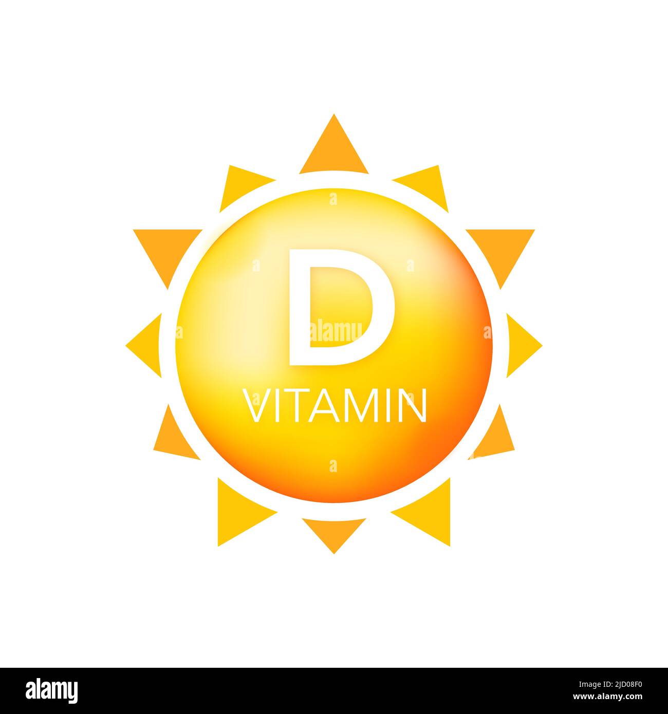 Vitamin D in der Sonne auf weißem Hintergrund. UV-Elemente. Vektorgrafik. Stock Vektor