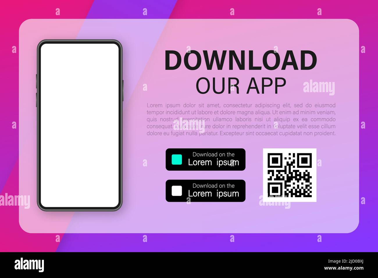 Download-Seiten. App für Mobilgeräte. Geschäftskonzept. Smartphone-Symbol mit Touchscreen. Stock Vektor