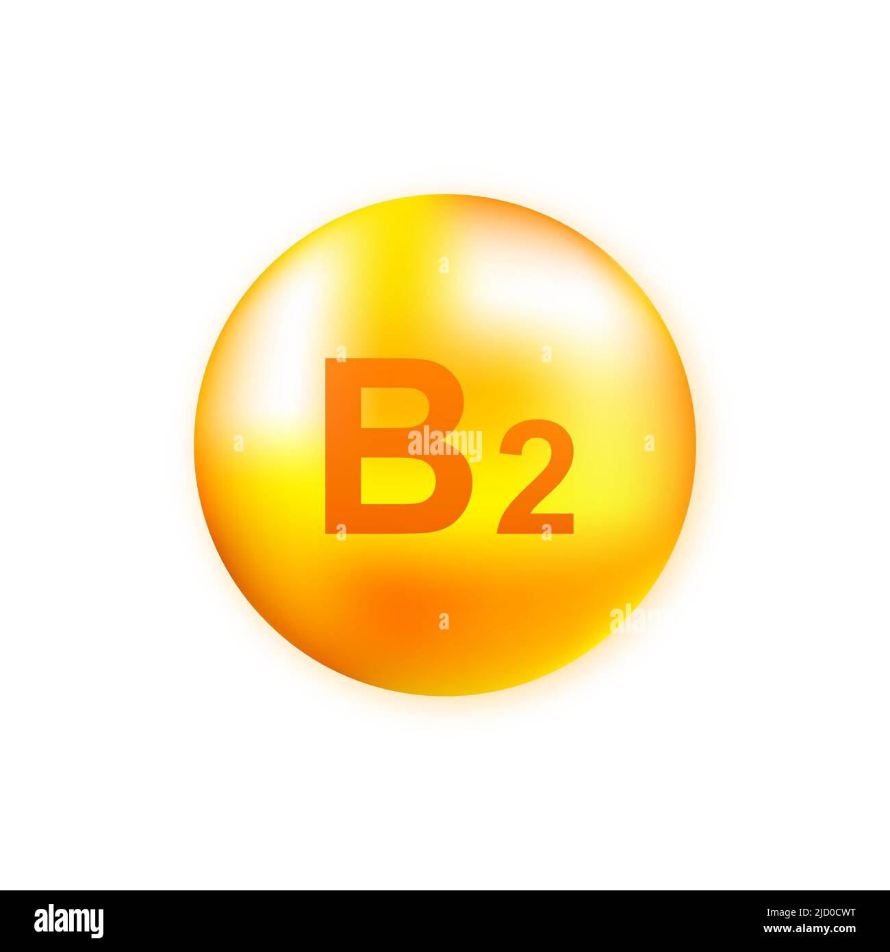 Vitamin B2 mit realistischem Tropfen auf grauem Hintergrund. Partikel von Vitaminen in der Mitte. Vektorgrafik. Stock Vektor