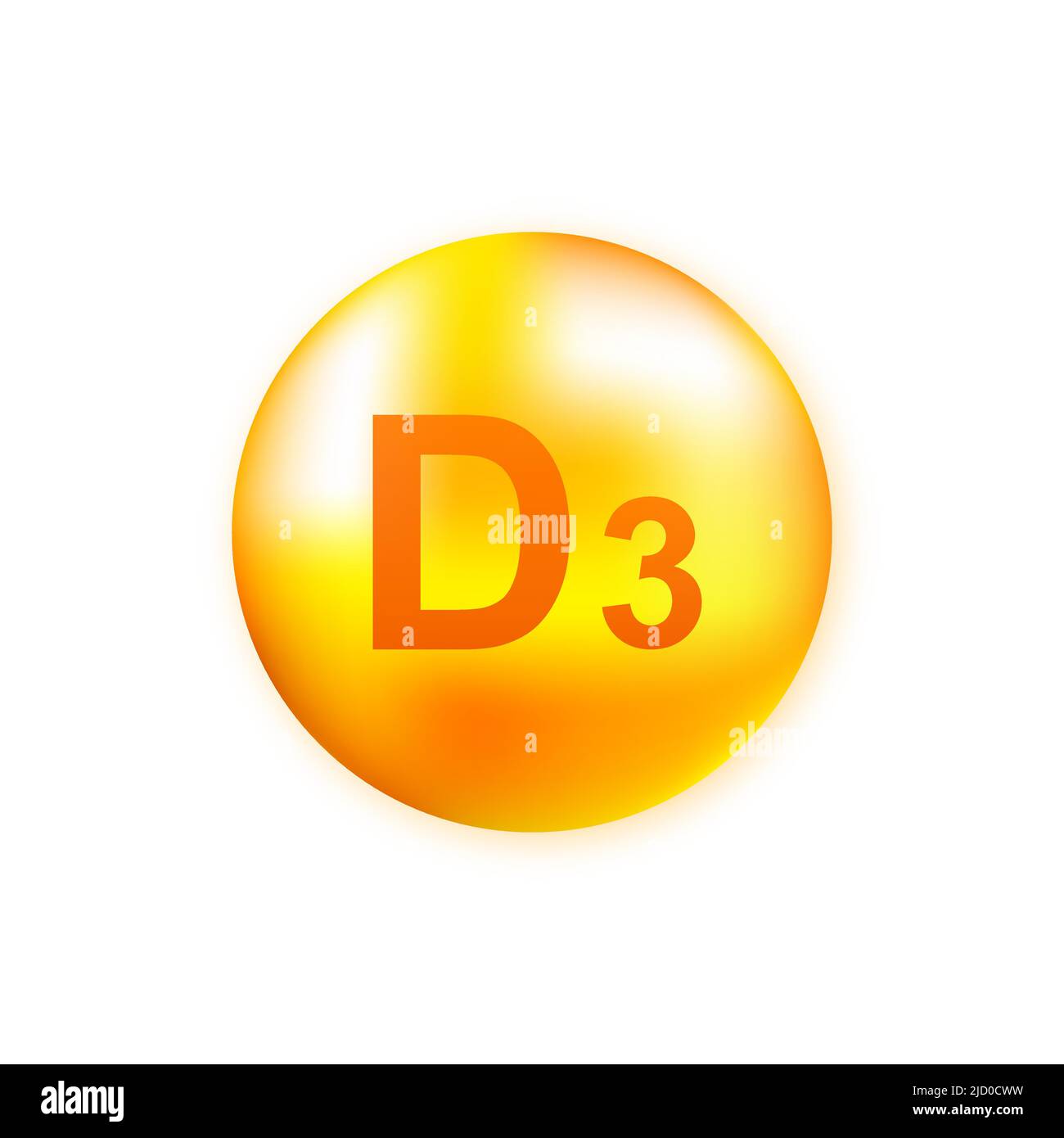 Vitamin D3 mit realistischem Tropfen auf grauem Hintergrund. Partikel von Vitaminen in der Mitte. Vektorgrafik. Stock Vektor