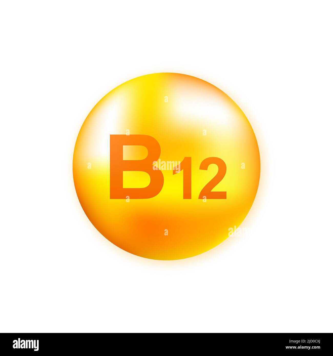 Vitamin B12 mit realistischem Tropfen auf grauem Hintergrund. Partikel von Vitaminen in der Mitte. Vektorgrafik. Stock Vektor