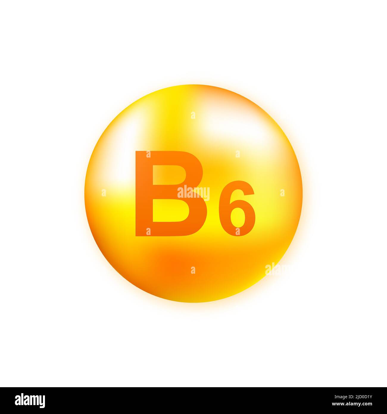 Vitamin B6 mit realistischem Tropfen auf grauem Hintergrund. Partikel von Vitaminen in der Mitte. Vektorgrafik. Stock Vektor