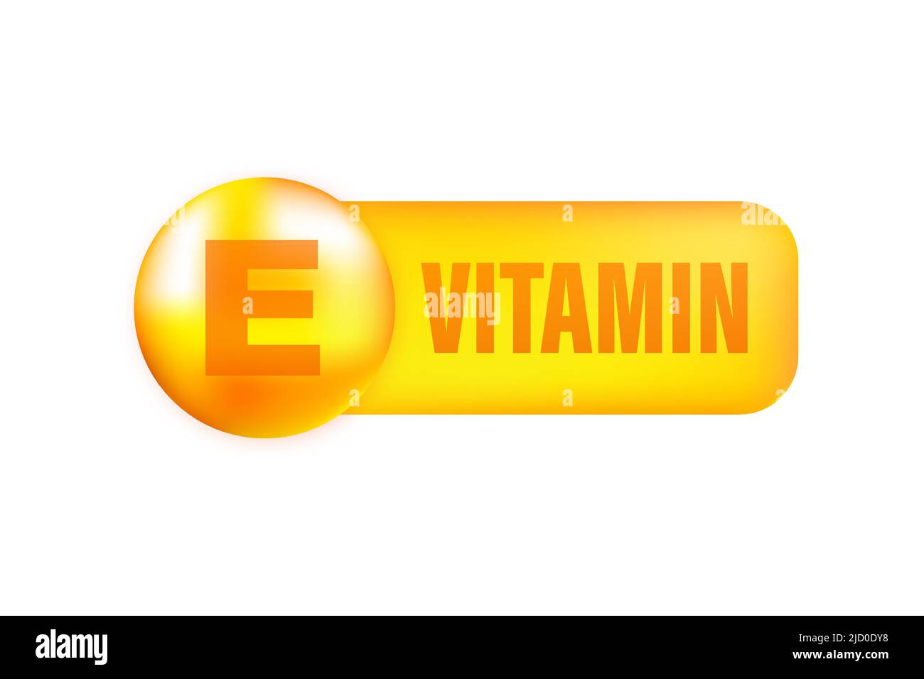 Vitamin E mit realistischem Tropfen auf grauem Hintergrund. Partikel von Vitaminen in der Mitte. Vektorgrafik. Stock Vektor