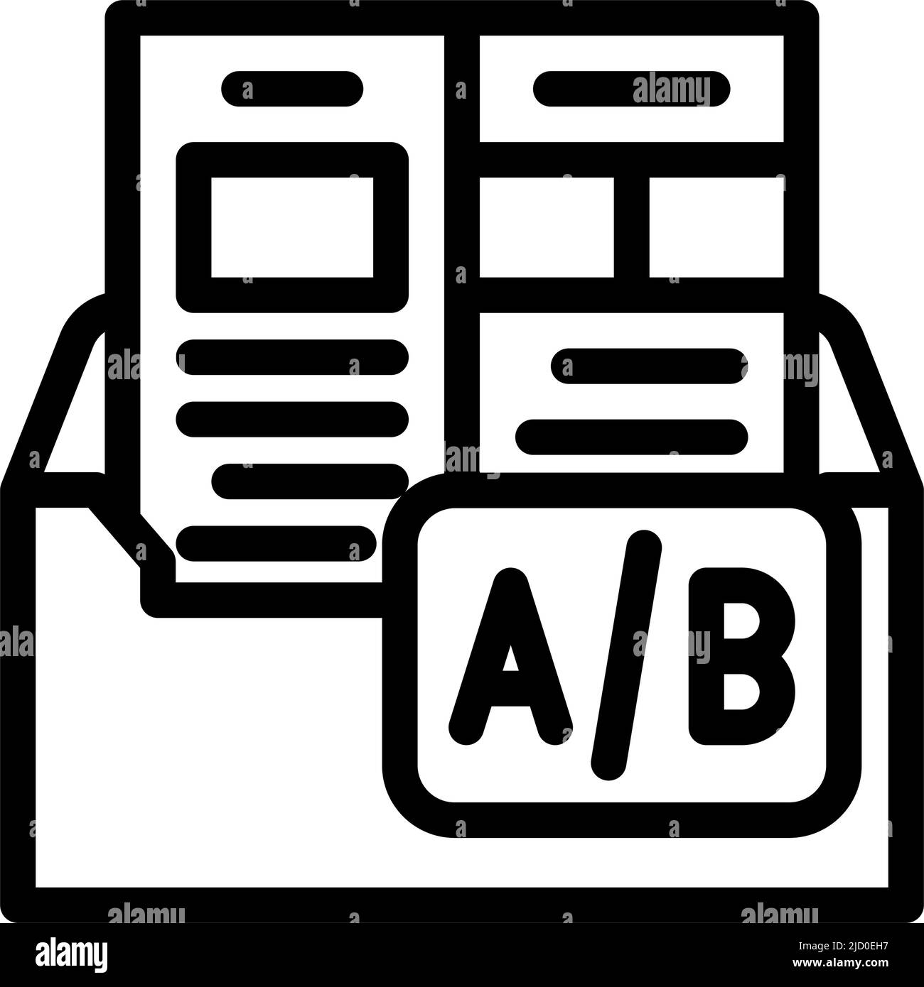 A b E-Mail-Grafik für geteilte Testlinien-Symbole Stock Vektor