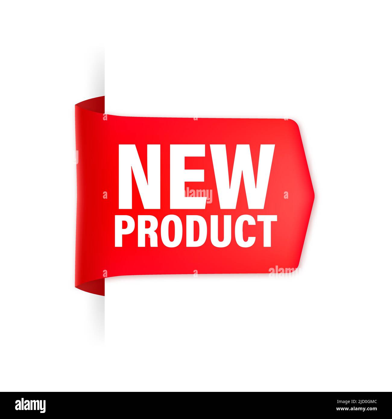 Neues Produkt. Realistisches Abzeichen in roter Farbe. Produktwerbung. Webdesign. Vektorgrafik. Stock Vektor