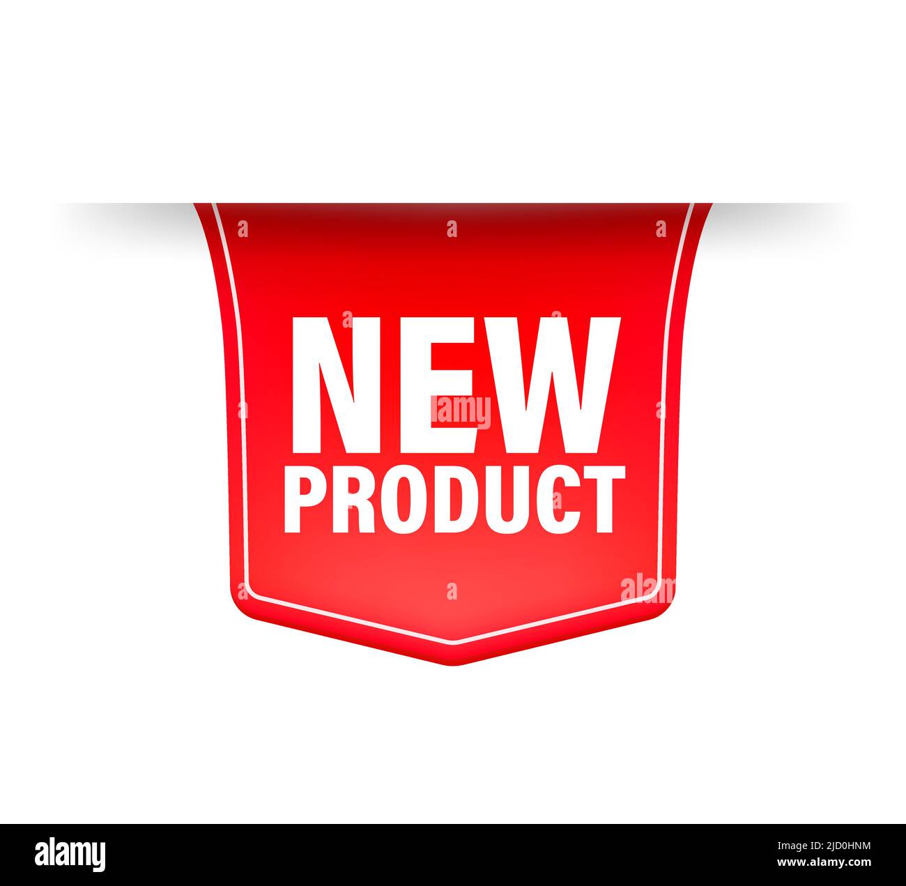Neues Produkt. Realistisches Abzeichen in roter Farbe. Produktwerbung. Webdesign. Vektorgrafik. Stock Vektor