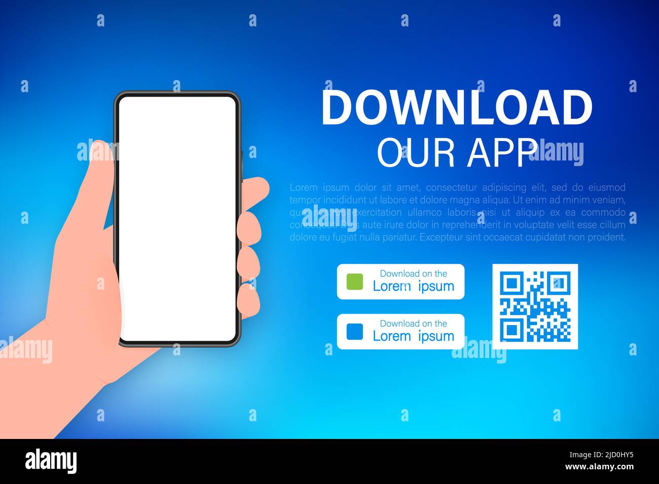 Download-Seiten. App für Mobilgeräte. Geschäftskonzept. Smartphone-Symbol mit Touchscreen. Stock Vektor