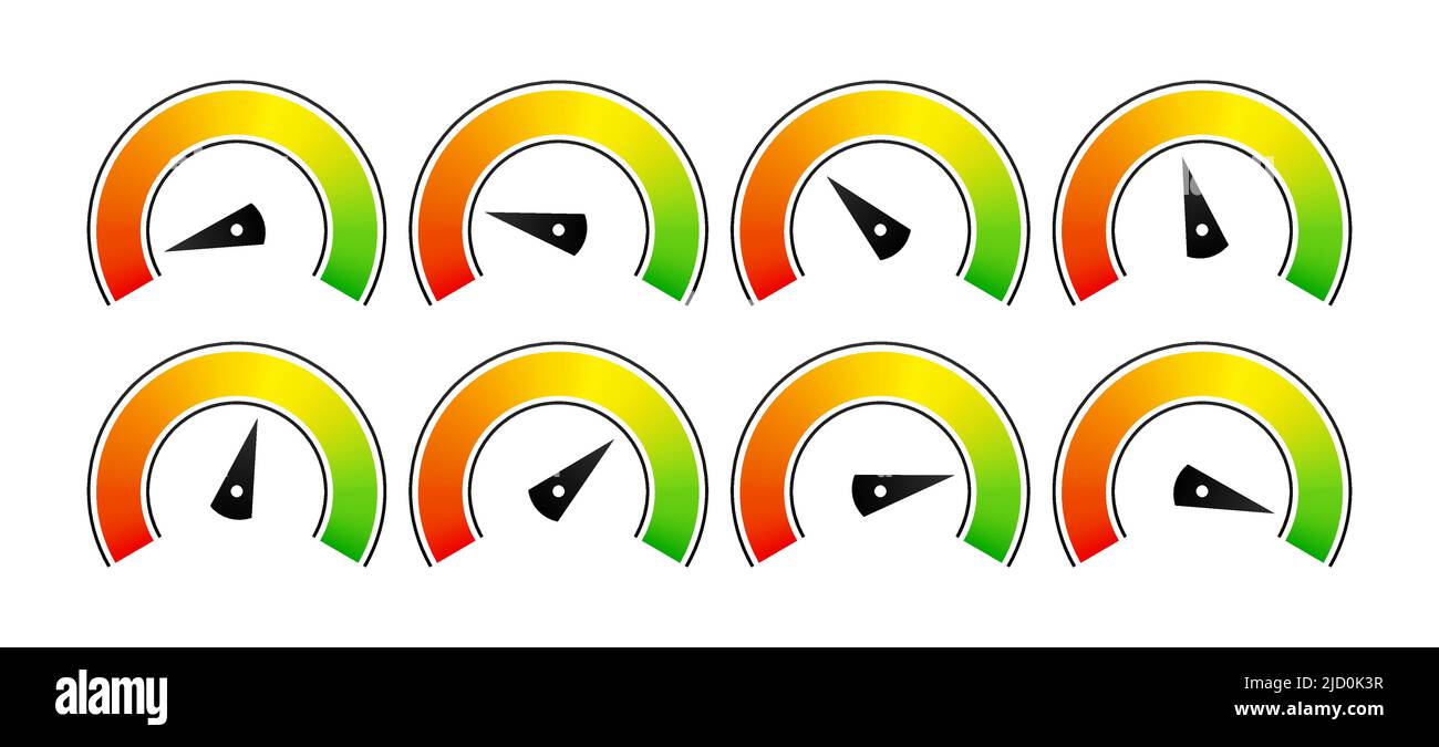 Bonitätsmesser auf weißem Hintergrund eingestellt. Vektorgrafik Stock Vektor