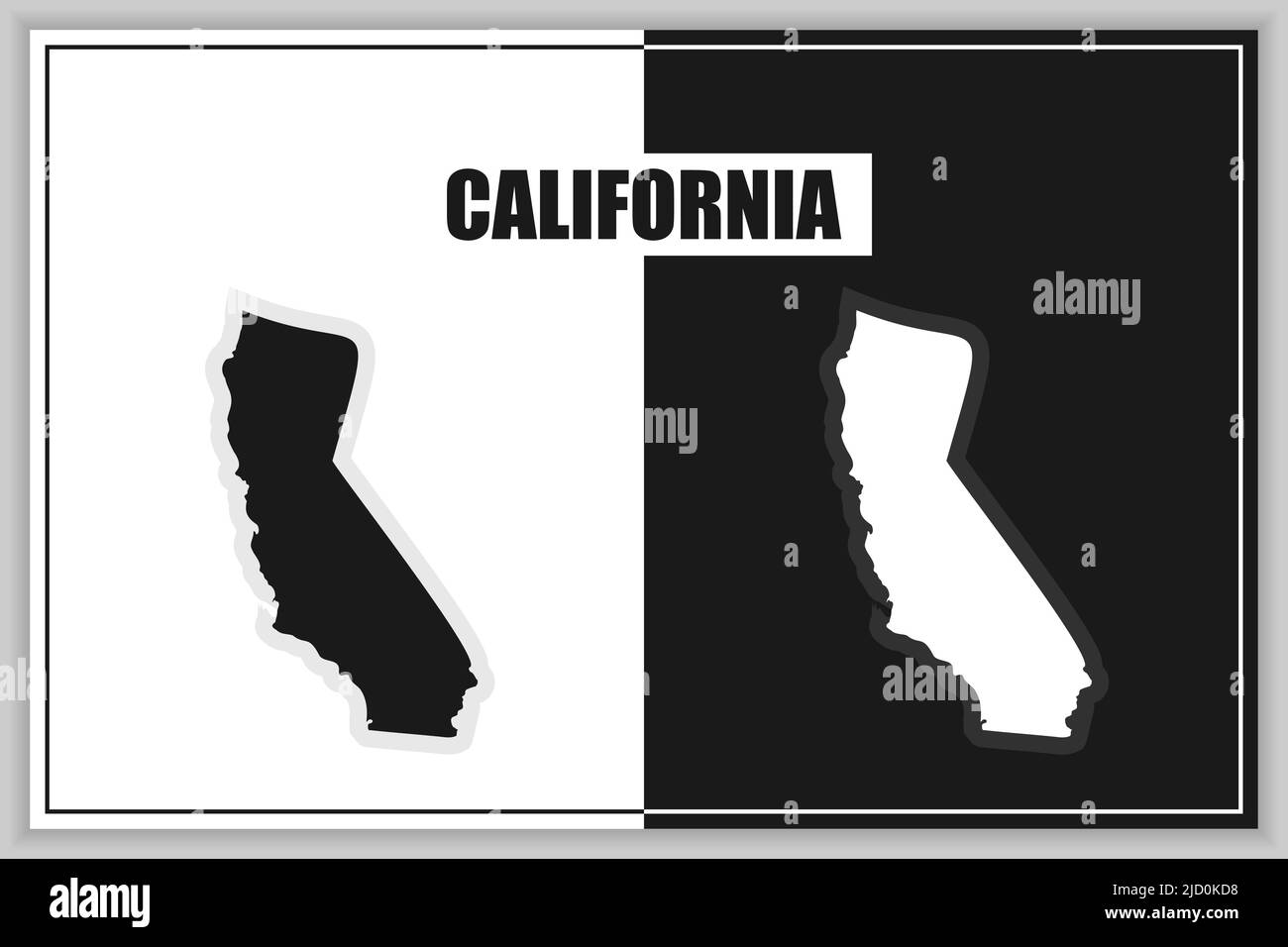 Flache Karte des Bundesstaates Kalifornien, USA. Kalifornische Umrisse. Vektorgrafik Stock Vektor