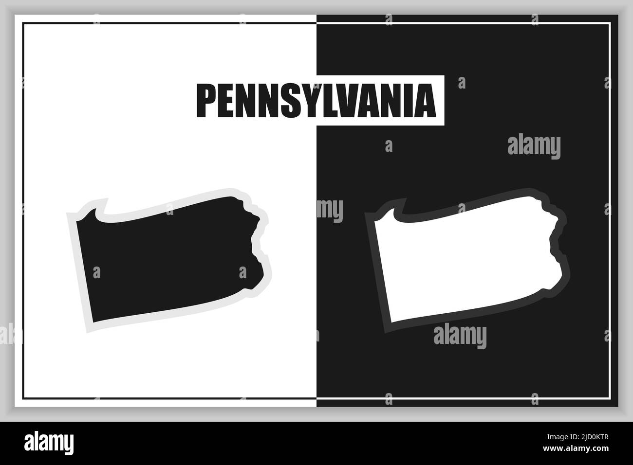 Flache Karte von State of Pennsylvania, USA. Pennsylvania-Übersicht. Vektorgrafik Stock Vektor