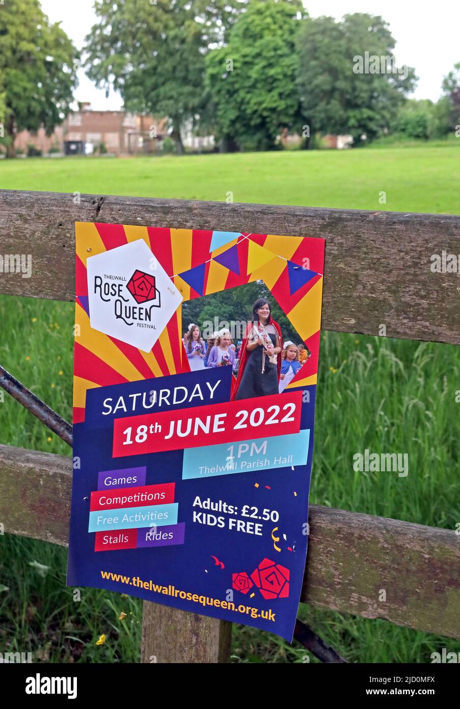 Thelwall Rose Queen Poster 2022, Warrington, Tsches, England, Großbritannien, WA4 Stockfoto