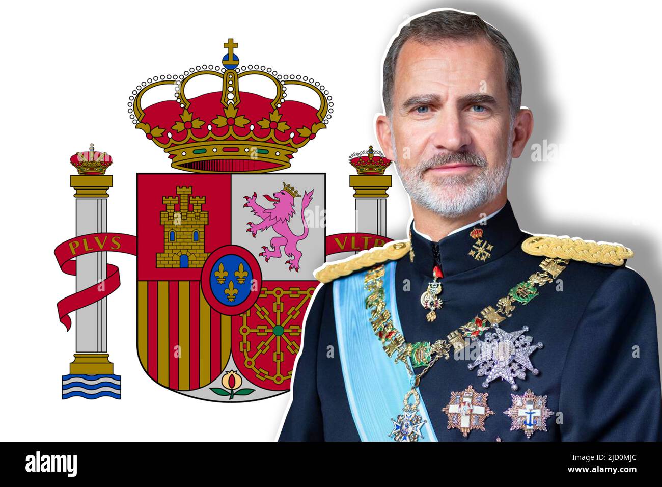 König von Spanien, und Wappen Stockfoto
