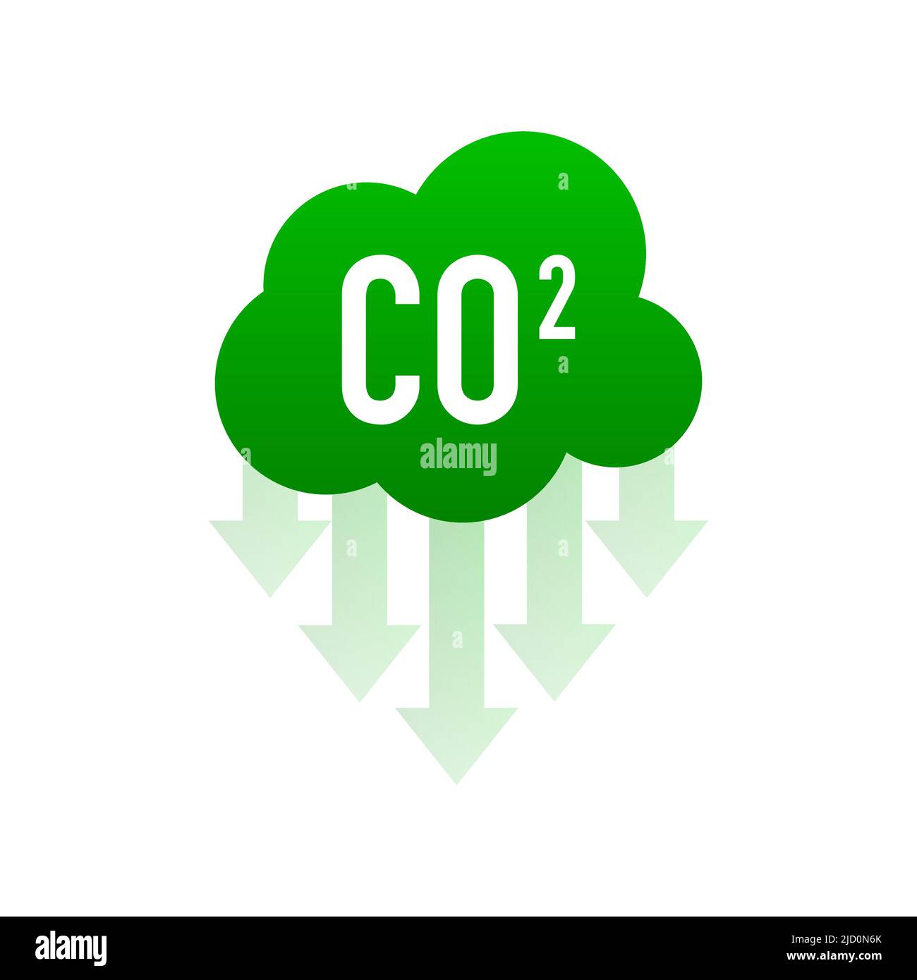 CO 2-Emissionen in flacher Ausführung auf grünem Hintergrund. Einfache Vektordarstellung. Vektorgrafik flach Stock Vektor