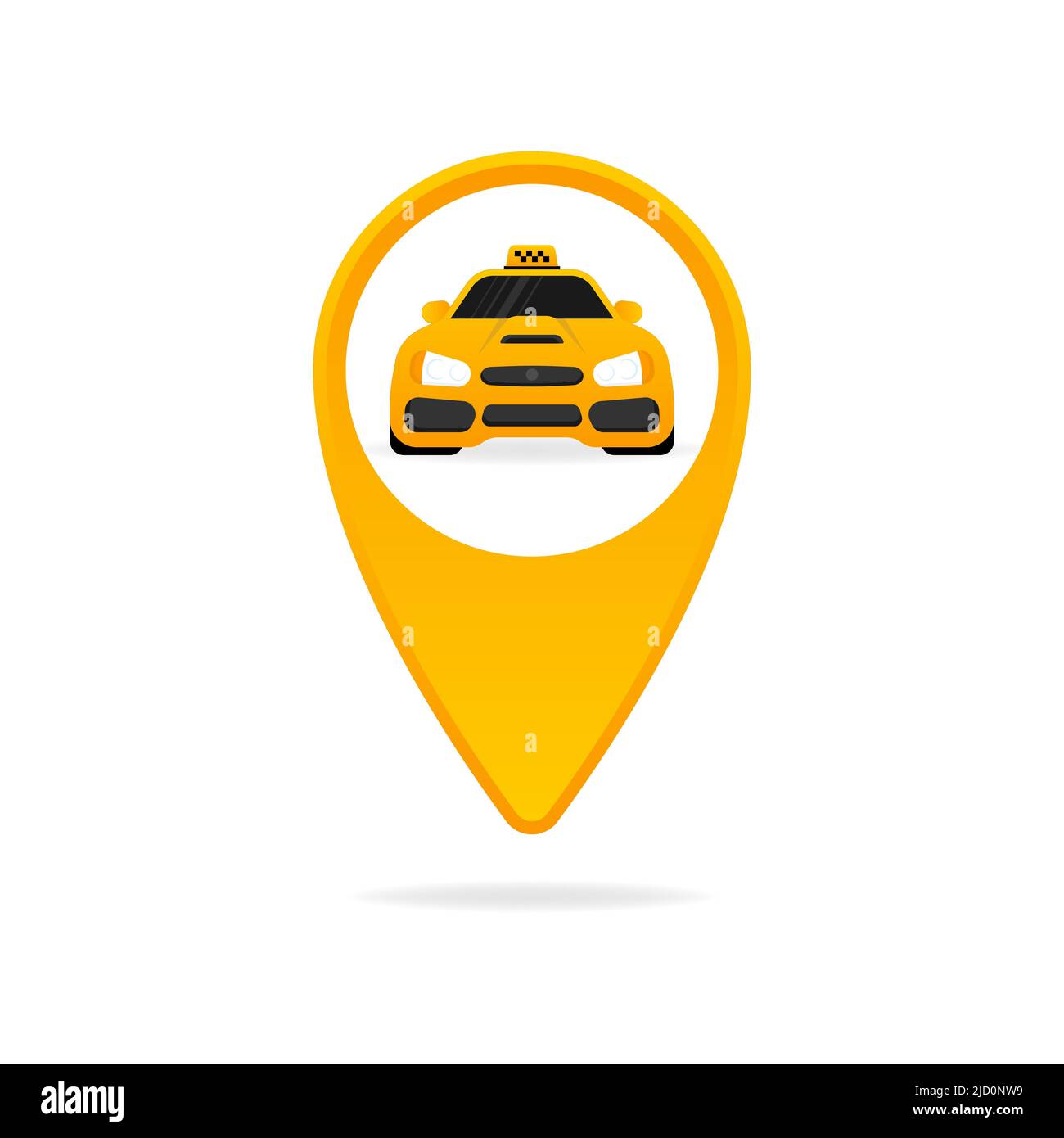 taxi mit 3D Zeichen auf hellem Hintergrund. Gelbes Cartoon-Symbol auf schwarzem Hintergrund. Business-Vektor-Symbol. Geschäftskonzept Stock Vektor