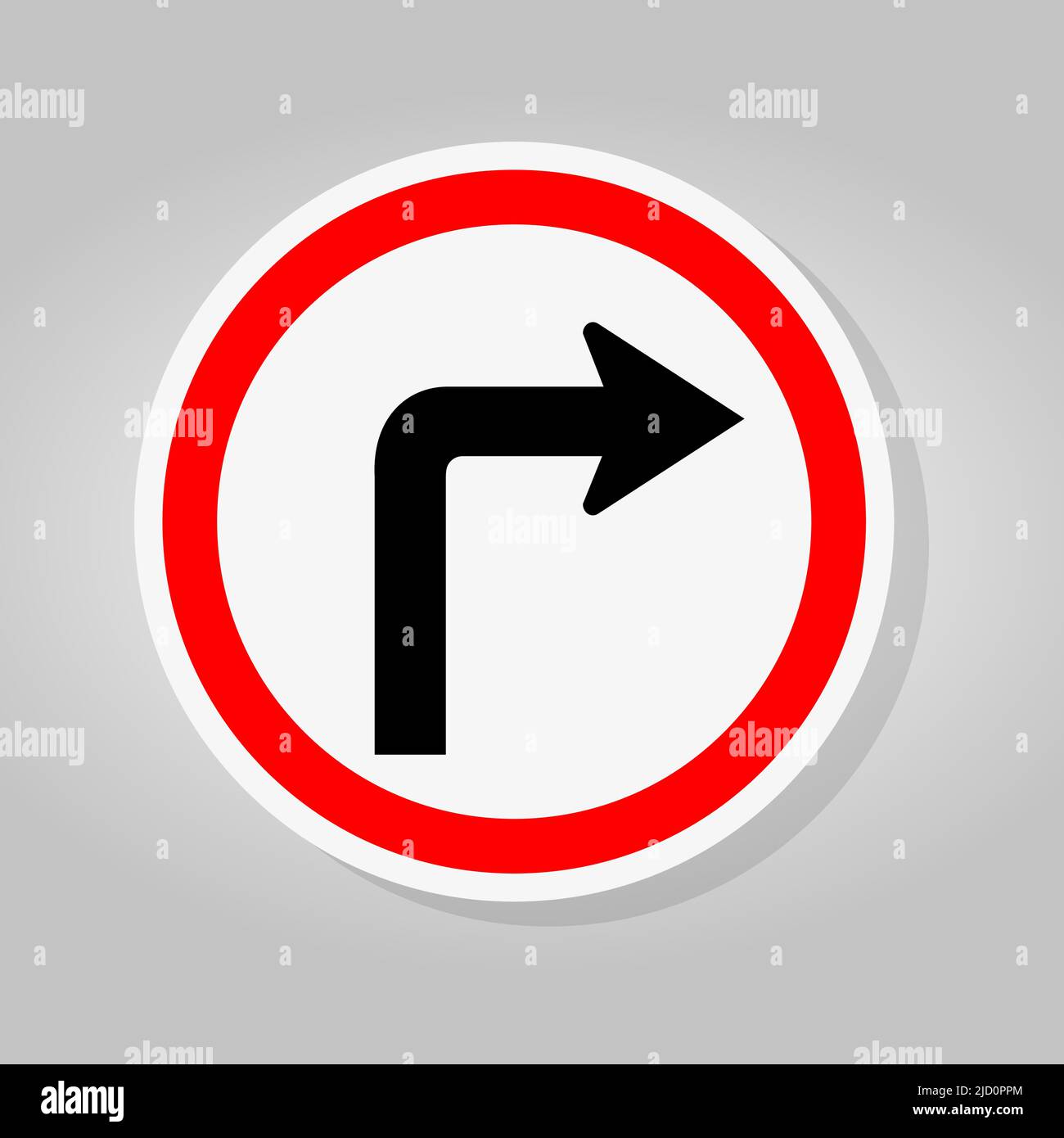 Biegen Sie Rechts Ab Verkehrszeichenschild Isolieren Auf Weißem Hintergrund, Vektor-Illustration Stock Vektor