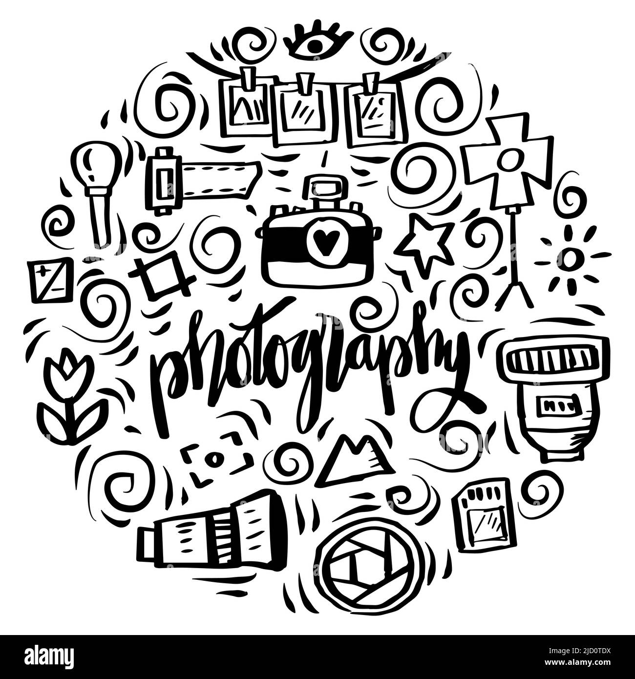 Handgezeichnete Doodle-Fotografie Stockfoto