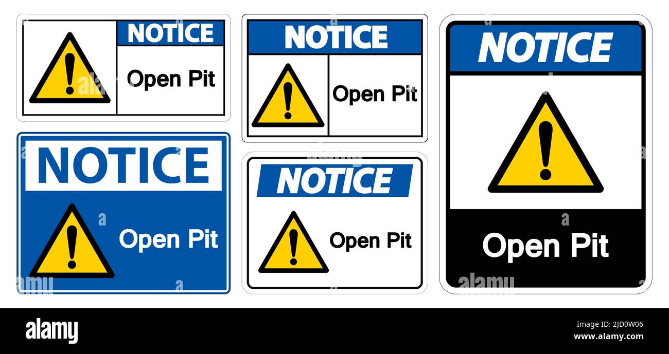 Hinweis: Offenes Pit-Schild auf weißem Hintergrund isolieren, Vektorgrafik EPS.10 Stock Vektor