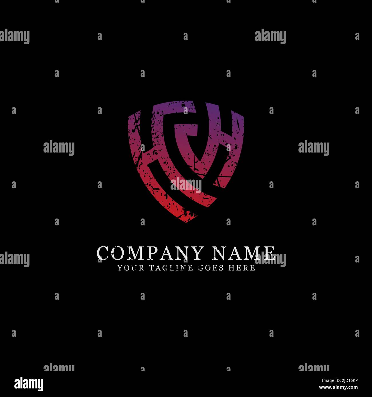 Initial Name HH Logo Design mit Grunge-Stil und Farbverlauf Farbe, vintage Letter Name HH Logo Abzeichen Vektor Stock Vektor