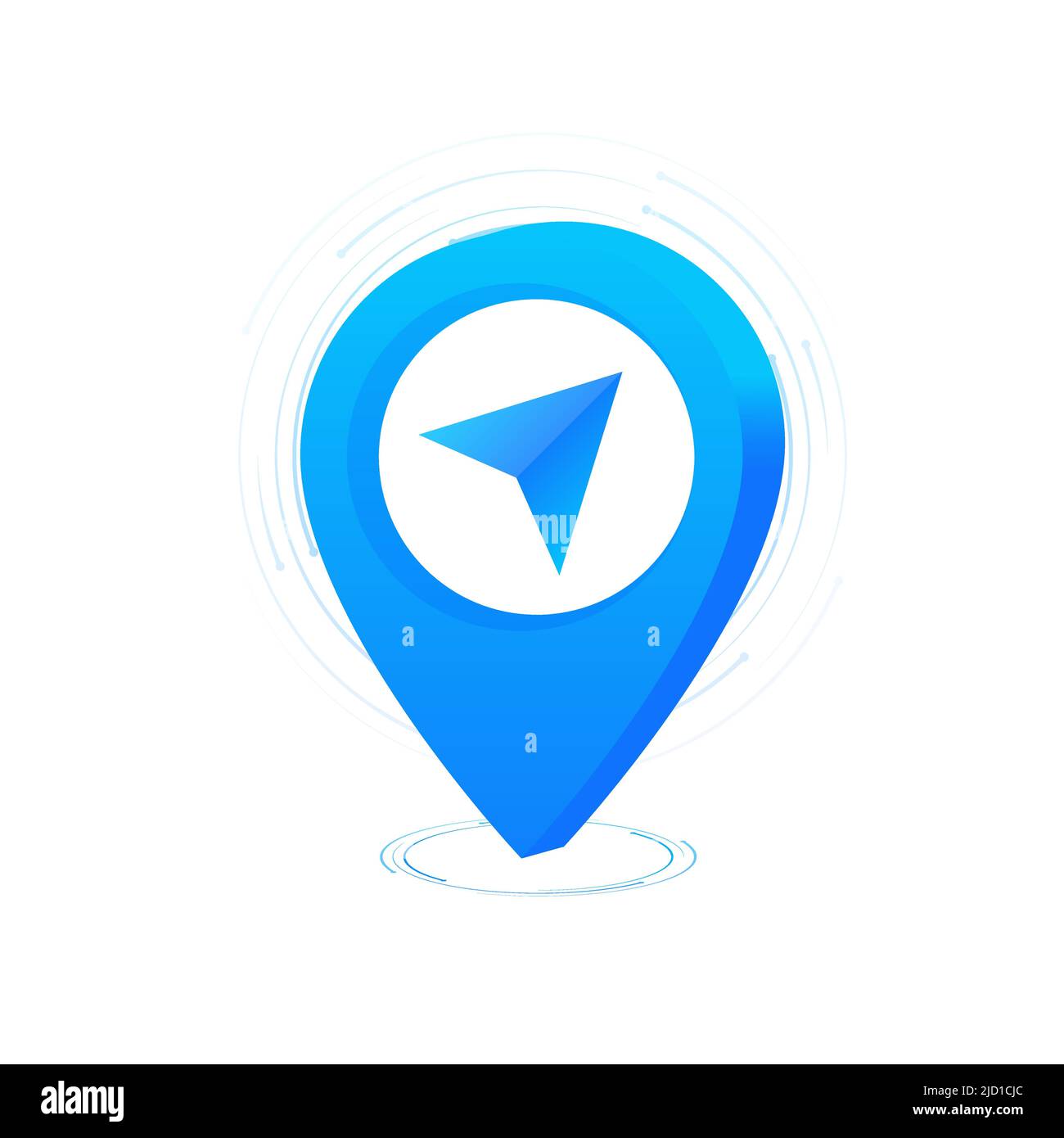 Messenger mit flachem Stift. 3D gps-Pin-Vektor-Rendering-Abbildung. Globales soziales Netzwerk. Weltkarte Stock Vektor