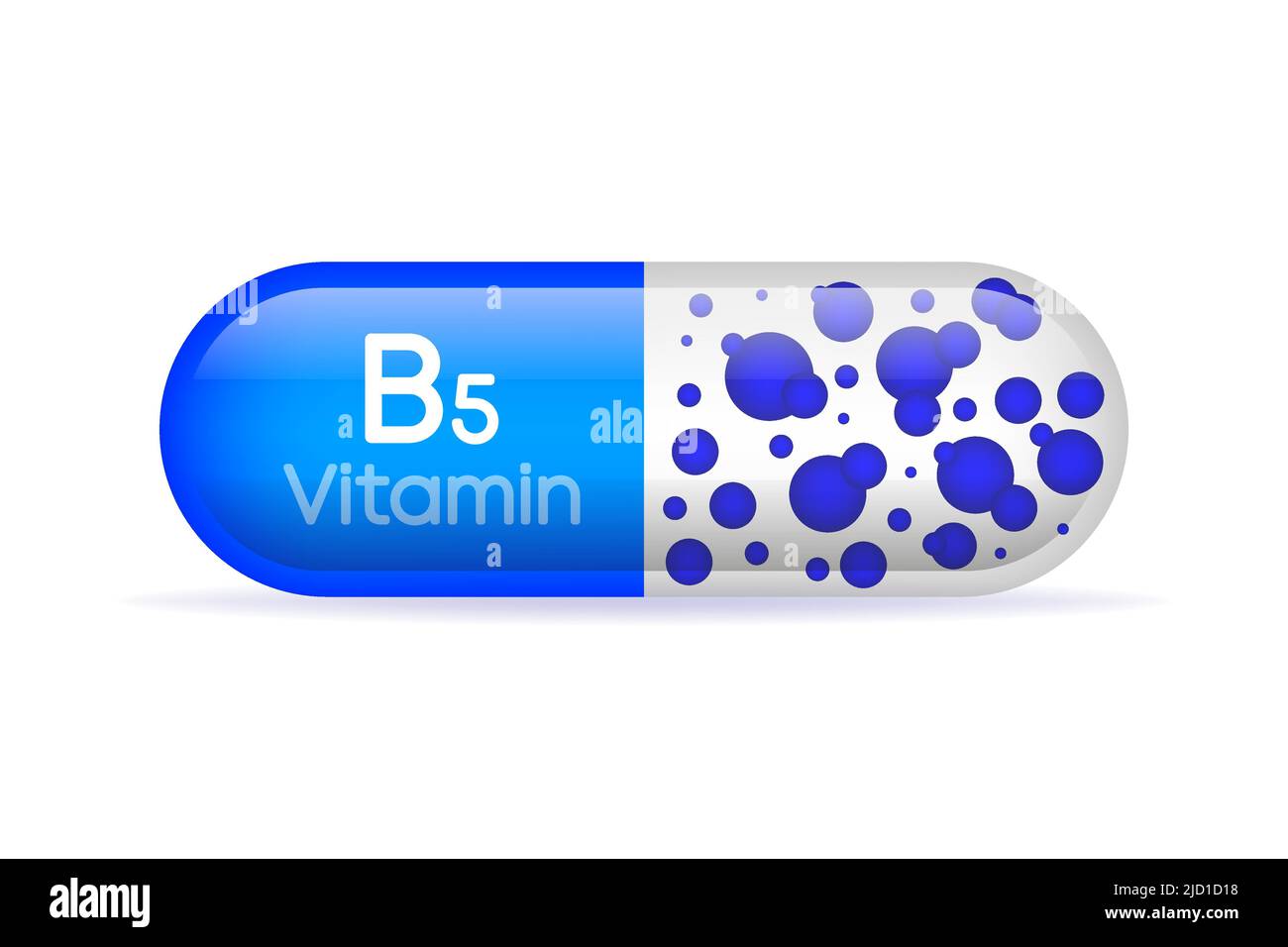 Vitamin B5. Symbol für die Kapsel mit Vitamintropfen. Vitamin-Symbol. Stock Vektor