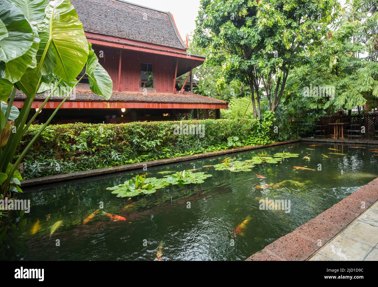 Jim Thompson House, traditionelle thailändische Holzhäuser, Bangkok Stockfoto