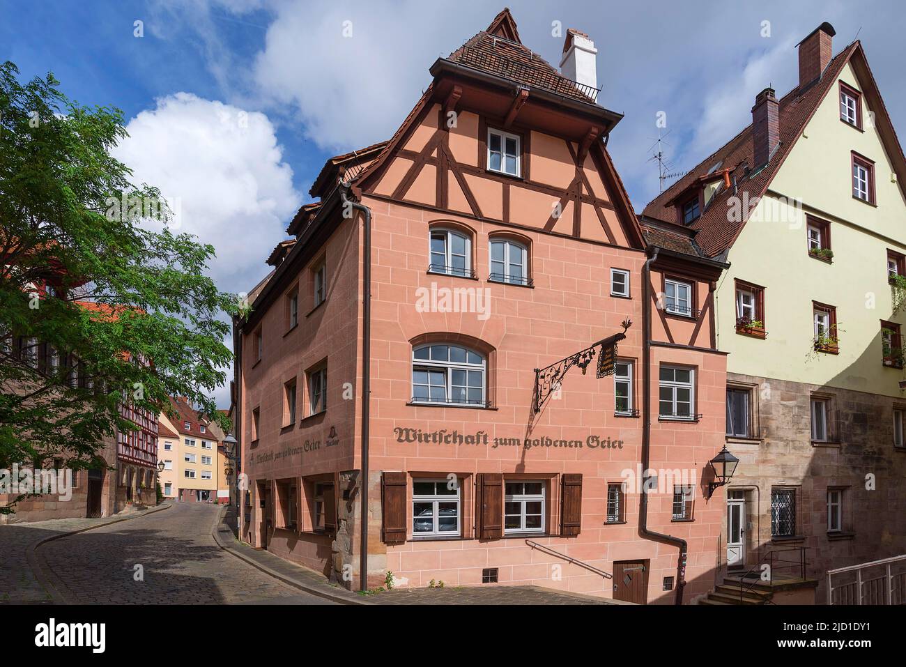 Historisches Gasthaus zum goldenen Geier, Geiersberg 11, Nürnberg, Mittelfranken, Bayern, Deutschland Stockfoto