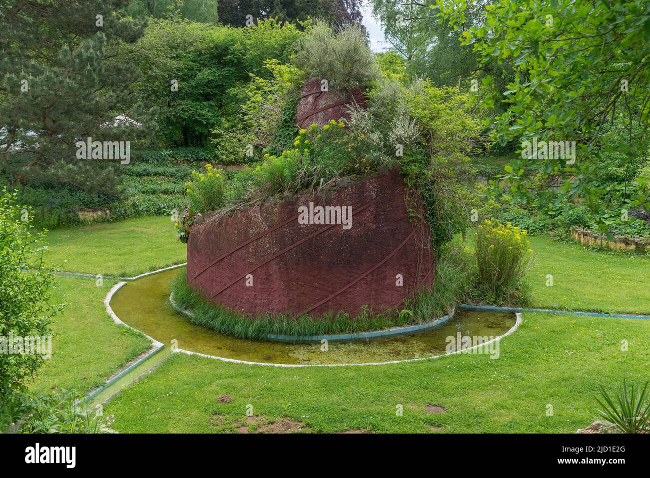 Sogenannter Turm von Babylon im Schlosspark Dennenlohe Mittelfranken, Bayern, Deutschland Stockfoto