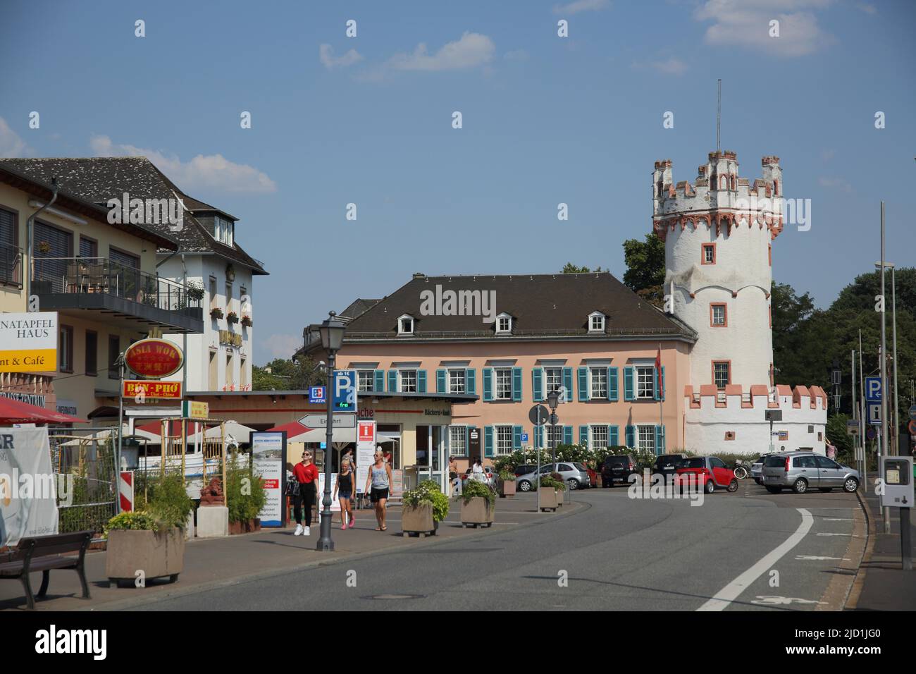 Adlerturm in Rüdesheim, Rheingau, Taunus, Hessen, Oberes Mittelrheintal, Deutschland Stockfoto