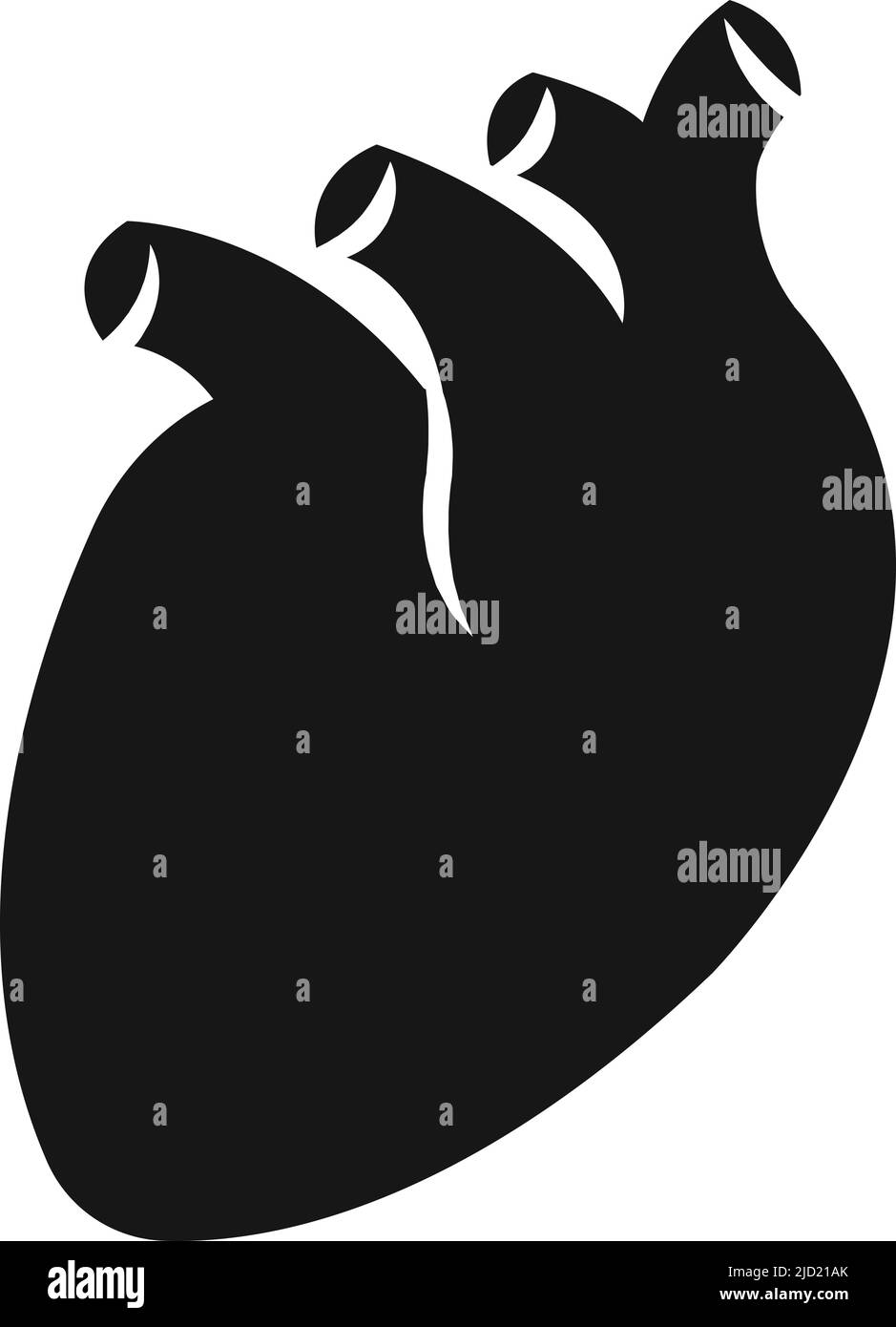 Herzsymbol. Schwarzes menschliches Organ. Anatomiezeichen Stock Vektor