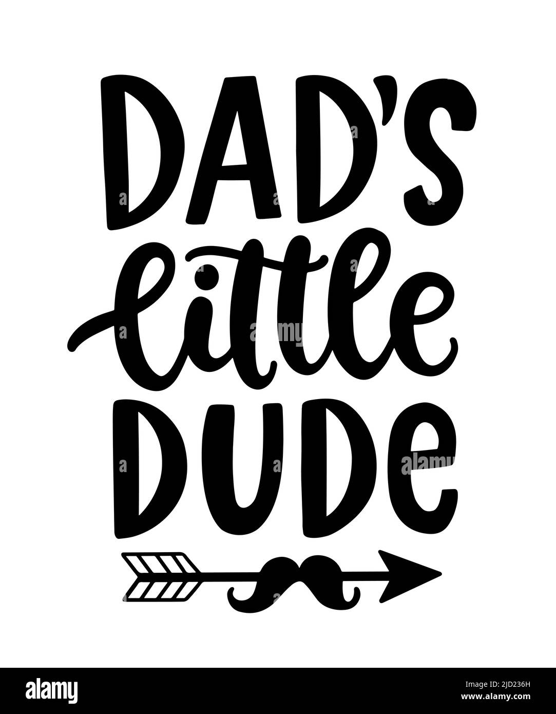 Papa's Little Dude Hand lettered Zitat Stock Vektor