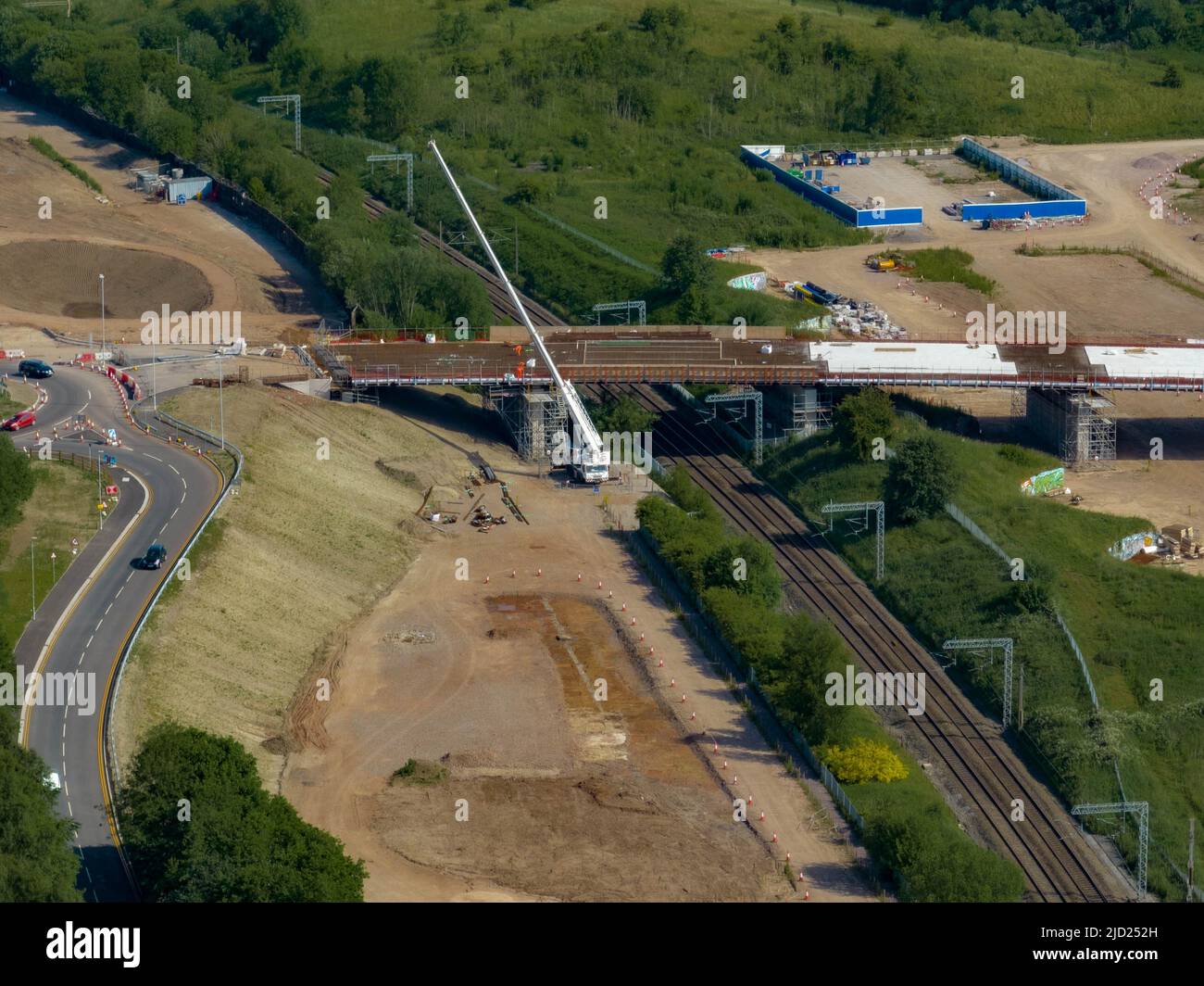 Etruira Valley Link Road und Wolstanton Retail Park, aus der Luft, Luftdrohne Stockfoto