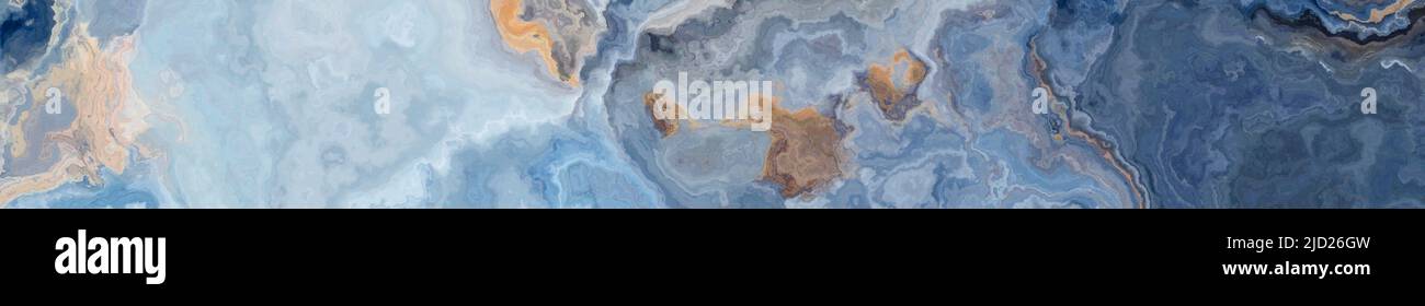 Hochauflösendes blaues Marmormuster mit weißen und goldenen Adern. 2d-Illustration. Abstrakte Textur und Hintergrund Stockfoto