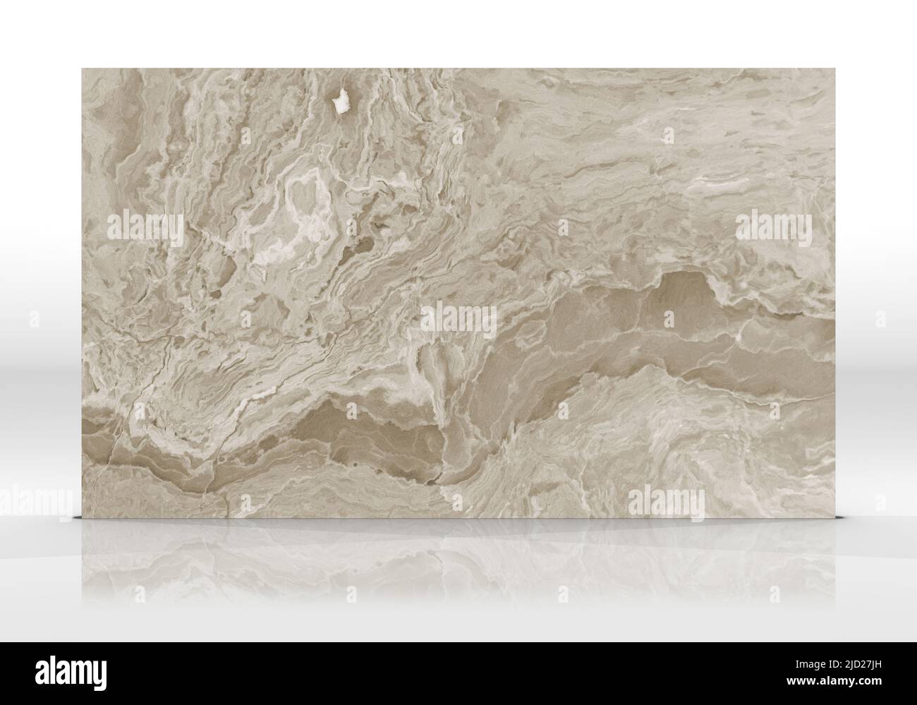 Onyx Marmor Fliesen stehen auf dem weißen Hintergrund mit Reflexionen und Schatten. Textur für Design. 2D-Darstellung. Natürliche Schönheit Stockfoto