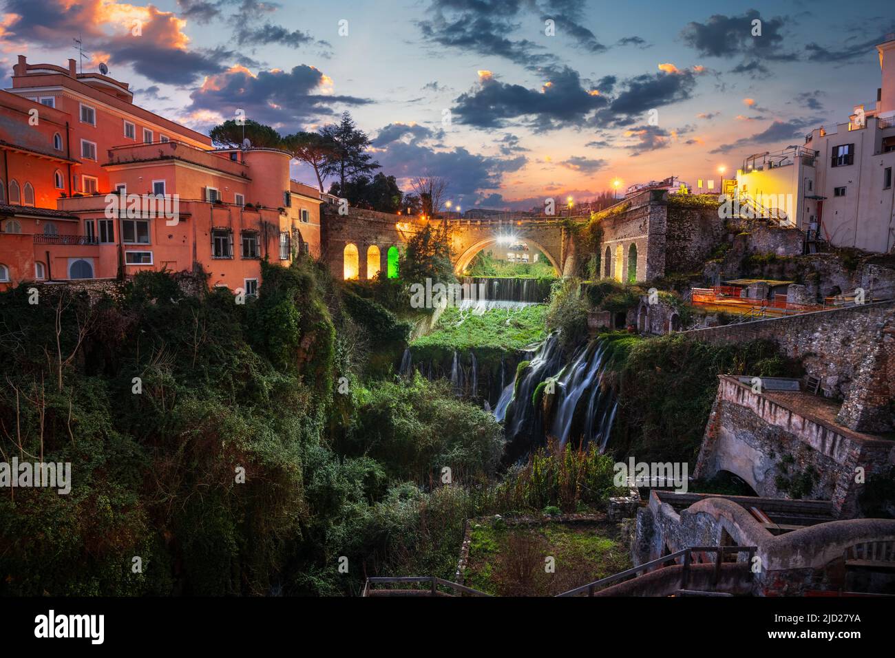 Tivoli, Italien Stadtbild bei Dämmerung. Stockfoto