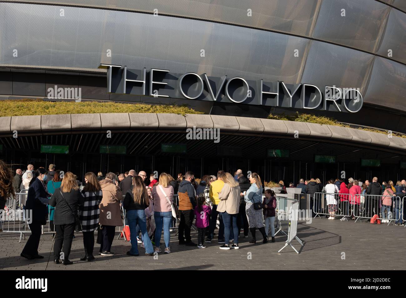 OVO Hydro und River Clyde Szenen, in Glasgow, Schottland, 9. April 2022. N55 51,586' W4 17,217' Stockfoto