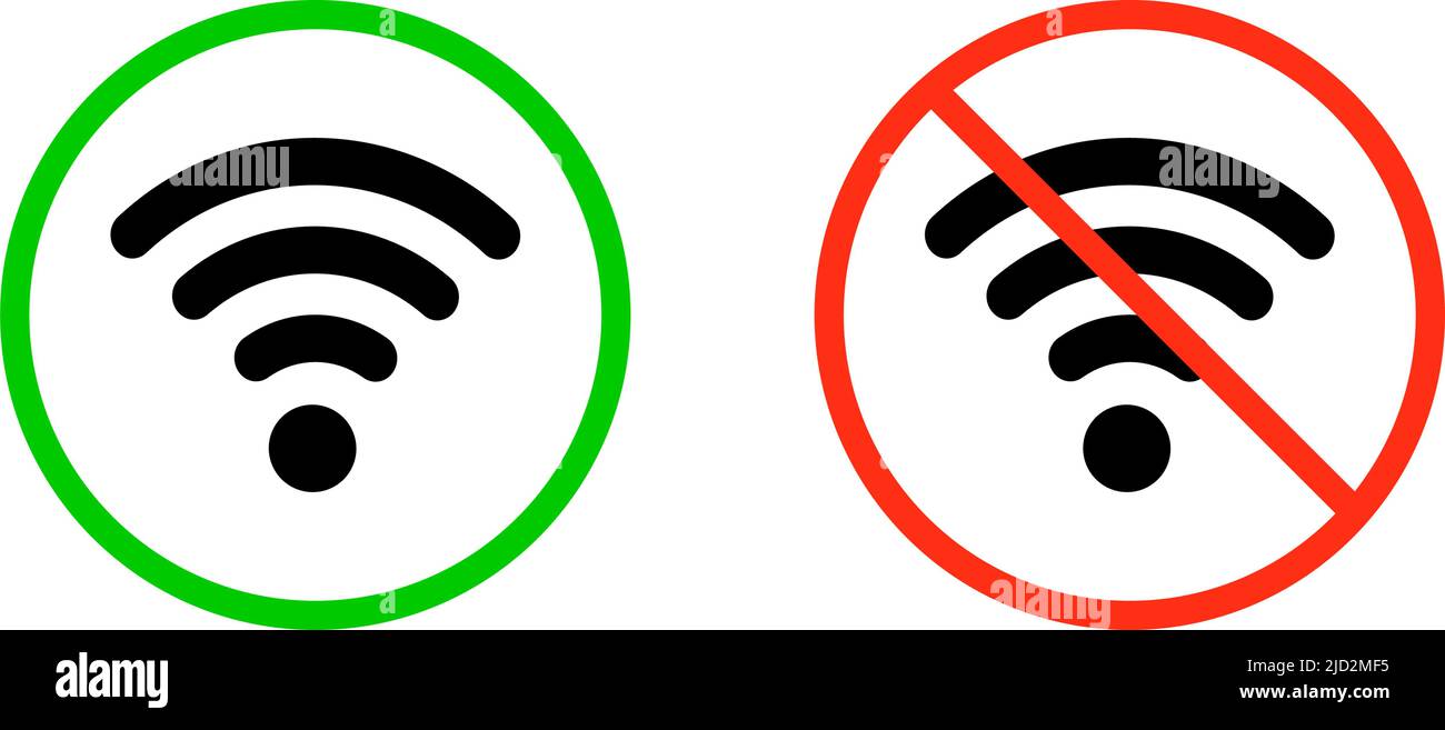 Wi-Fi erlaubt und Wi-Fi verboten. Bearbeitbarer Vektor. Stock Vektor