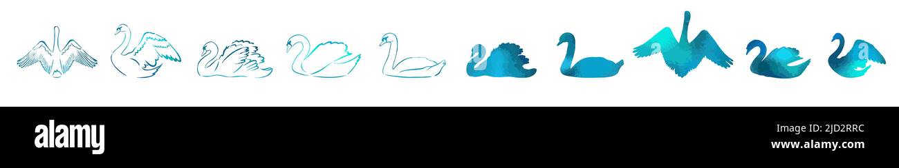 Swan Set Logo Vorlage Vektor Illustration Design Stock Vektor