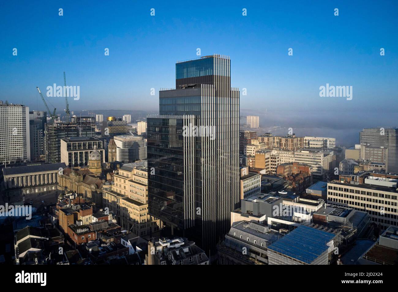 Ariel View. 103 Colmore Row, Birmingham, Großbritannien. Architekt: Doone Silver Kerr, 2022. Stockfoto